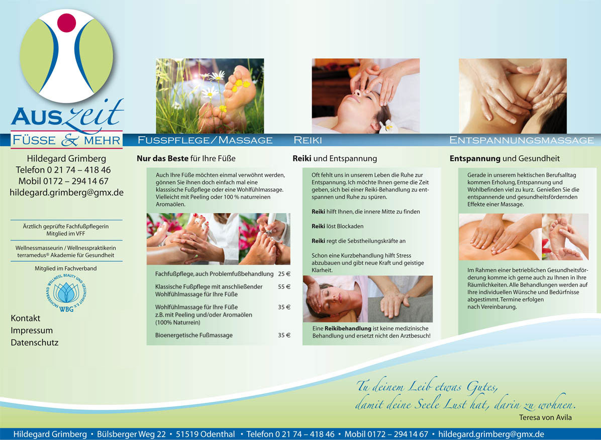 Fusspflege Odenthal, Reiki und Massage in Odenthal, Auszeit - Hildegard Grimberg